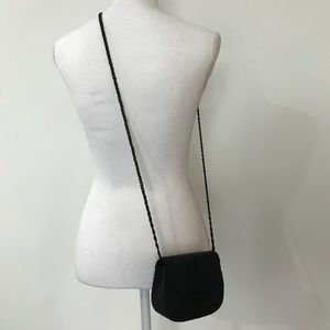 EUC La Regale Black Beaded Clutch w/Strap